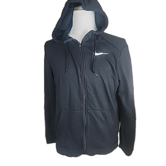 Nike Mens Full Zip Hoodie Jacket Dri Fit Standard Fit Black Size Medium - Picture 1 of 8